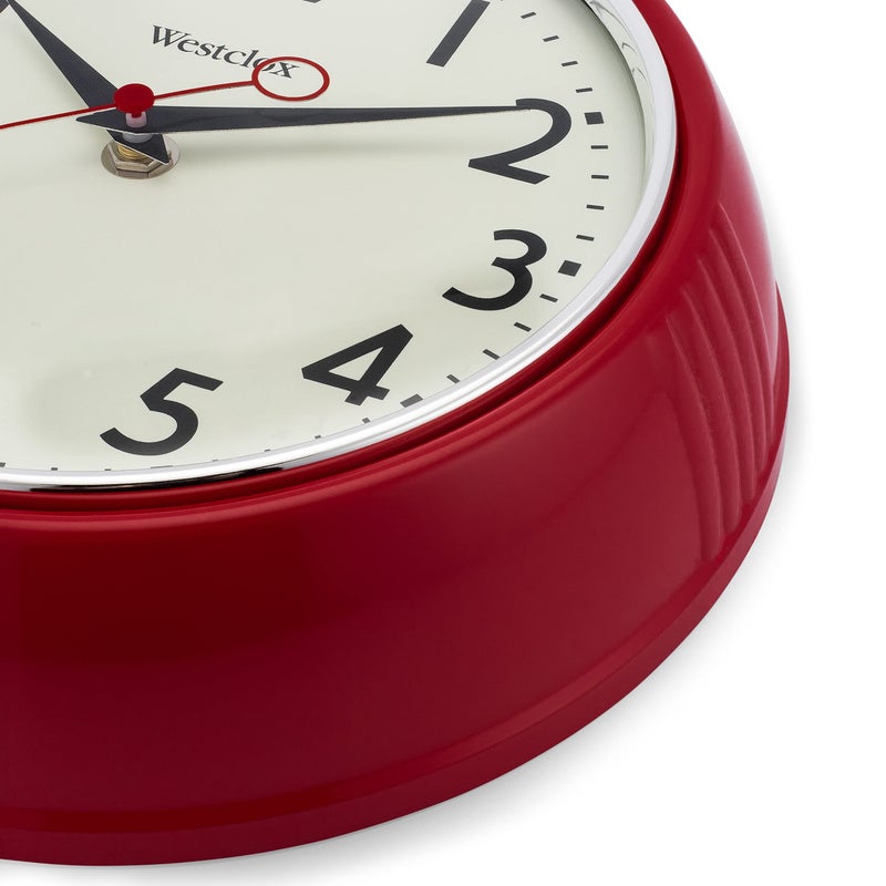 Westclox Retro 1950 Kitchen Wall Clock, 9.5-Inch, Red - Image 3